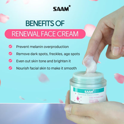 SAAM Renewal Face Cream | Melasma, Freckles, Age Spots & Dark Spots | With Alpha Arbutin and Kojic Acid